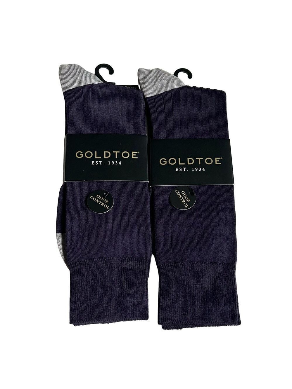Gold Toe Men’s Purple Rayon Rib Crew Socks 2 Pairs NWT